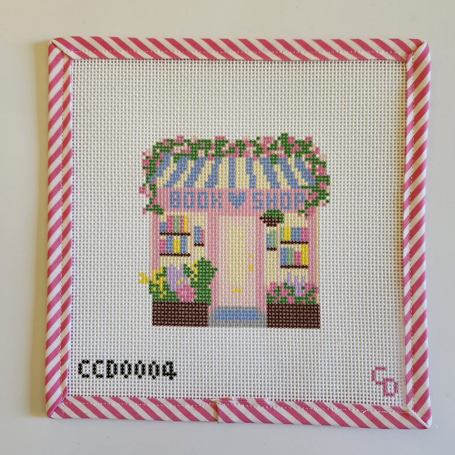 Book Shop Storefront - Needlepoint Canvas - Hand Painted