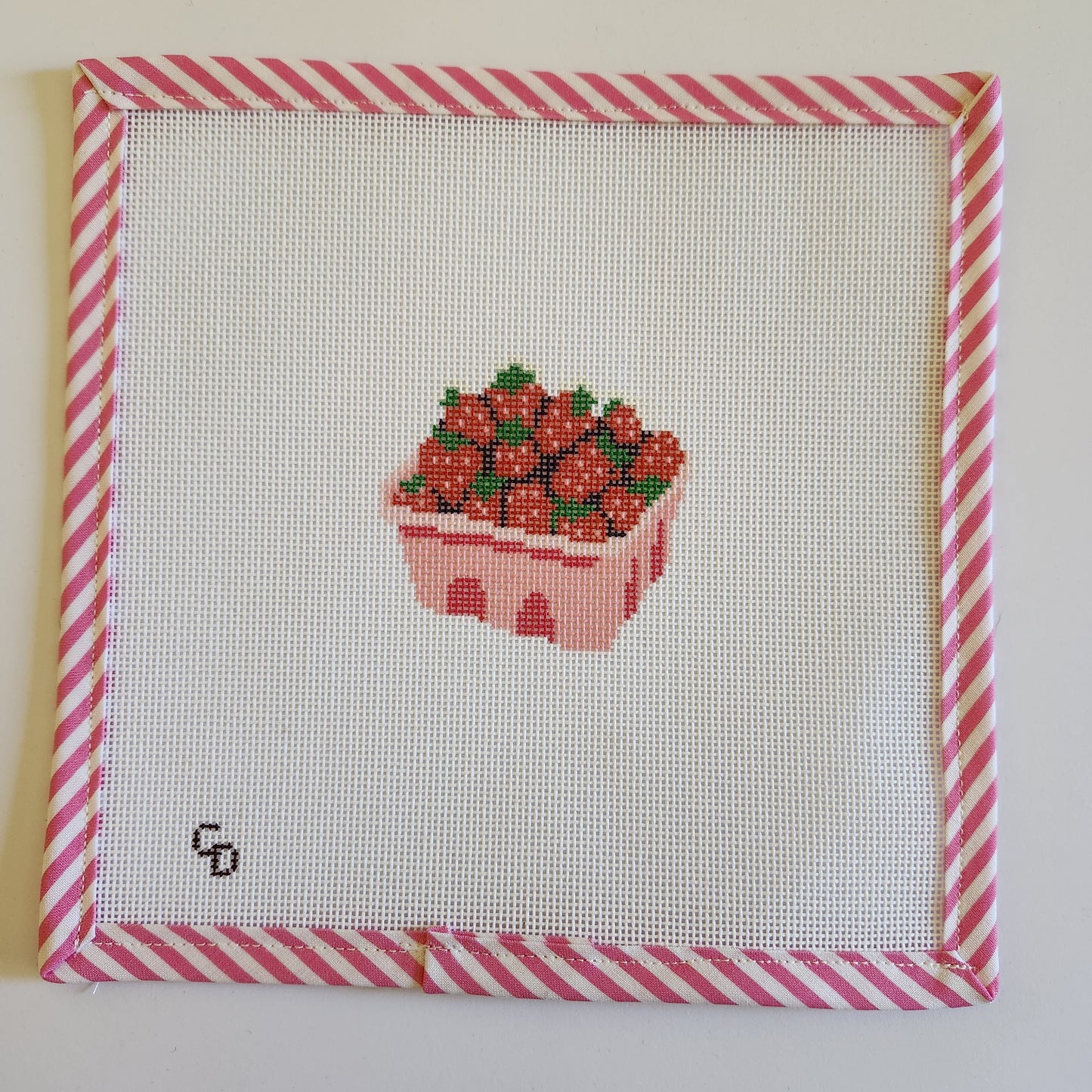 Summer Strawberries Needlepoint Canvas - Hand Painted