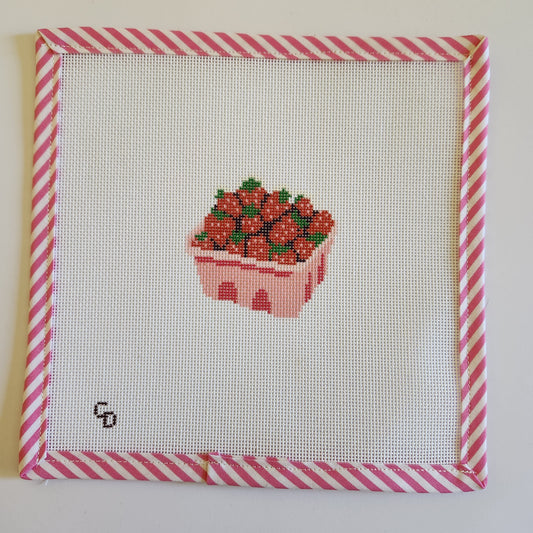 Summer Strawberries Needlepoint Canvas - Hand Painted