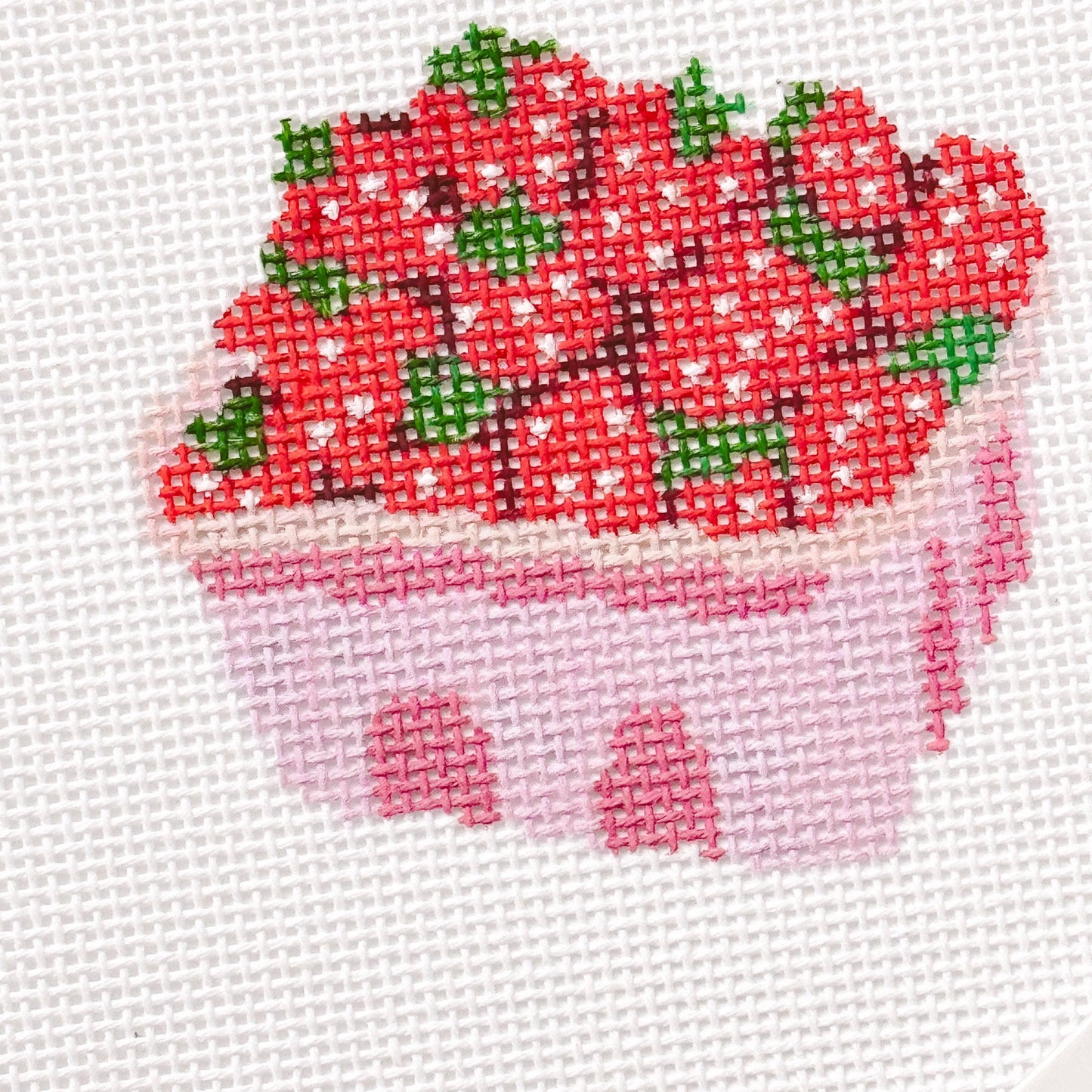 Summer Strawberries Needlepoint Canvas - Hand Painted