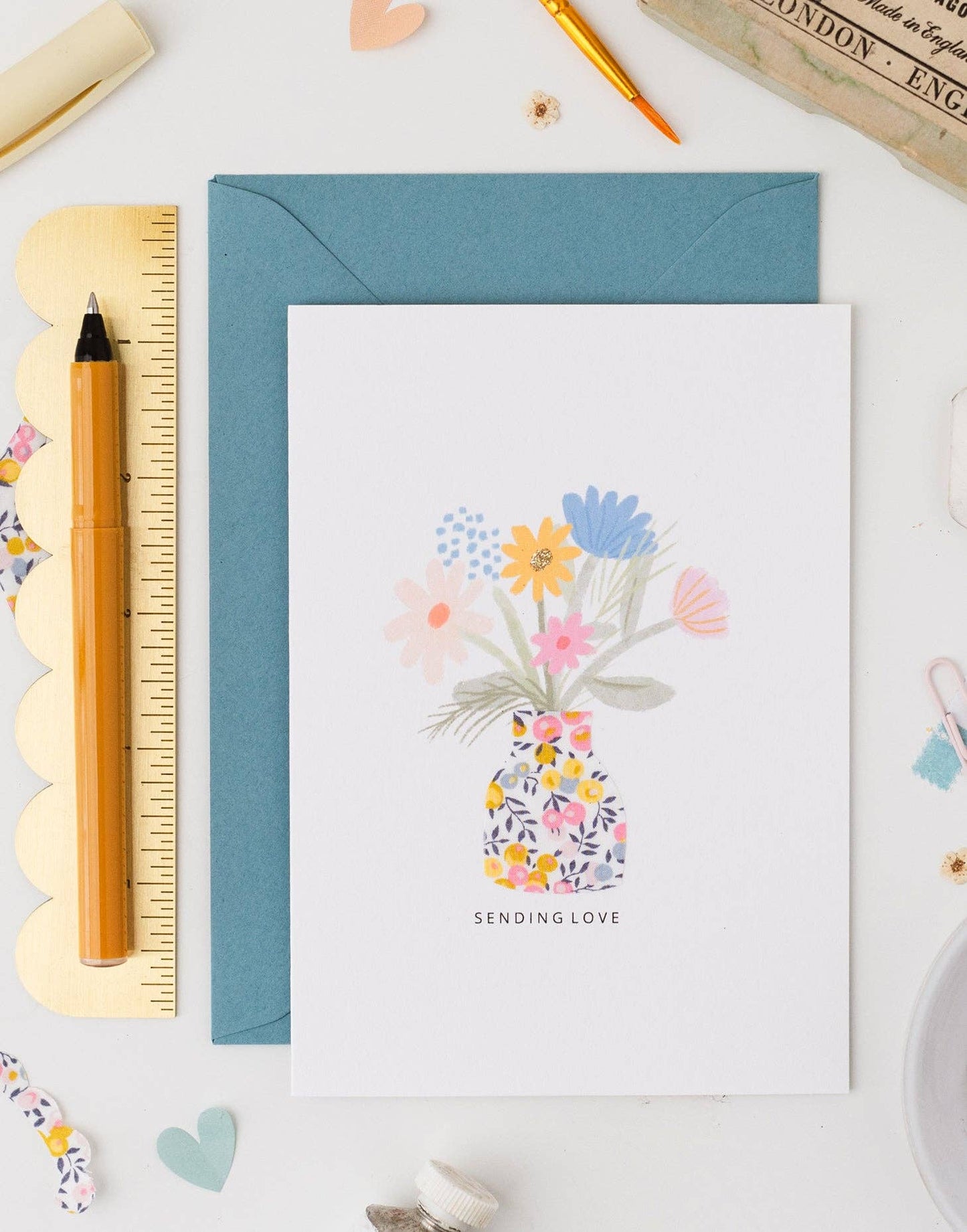 Flowers Card - Liberty Wiltshire Bud Fabric