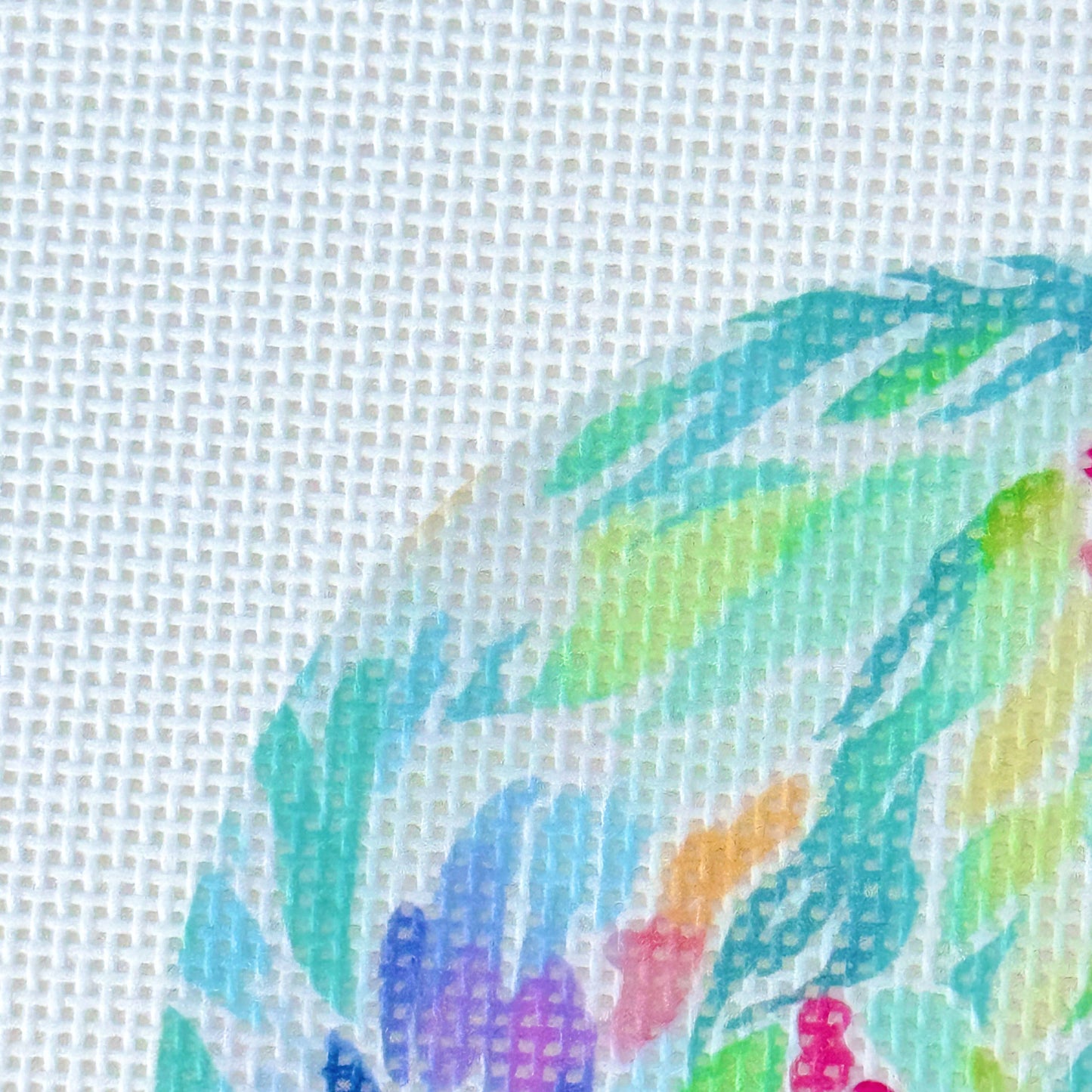Floral Round Ornament  - Needlepoint Canvas - Artisan Printed - 18 Mesh