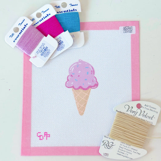 Summer Ice Cream - Needlepoint Canvas - Artisan Printed - 18 Mesh