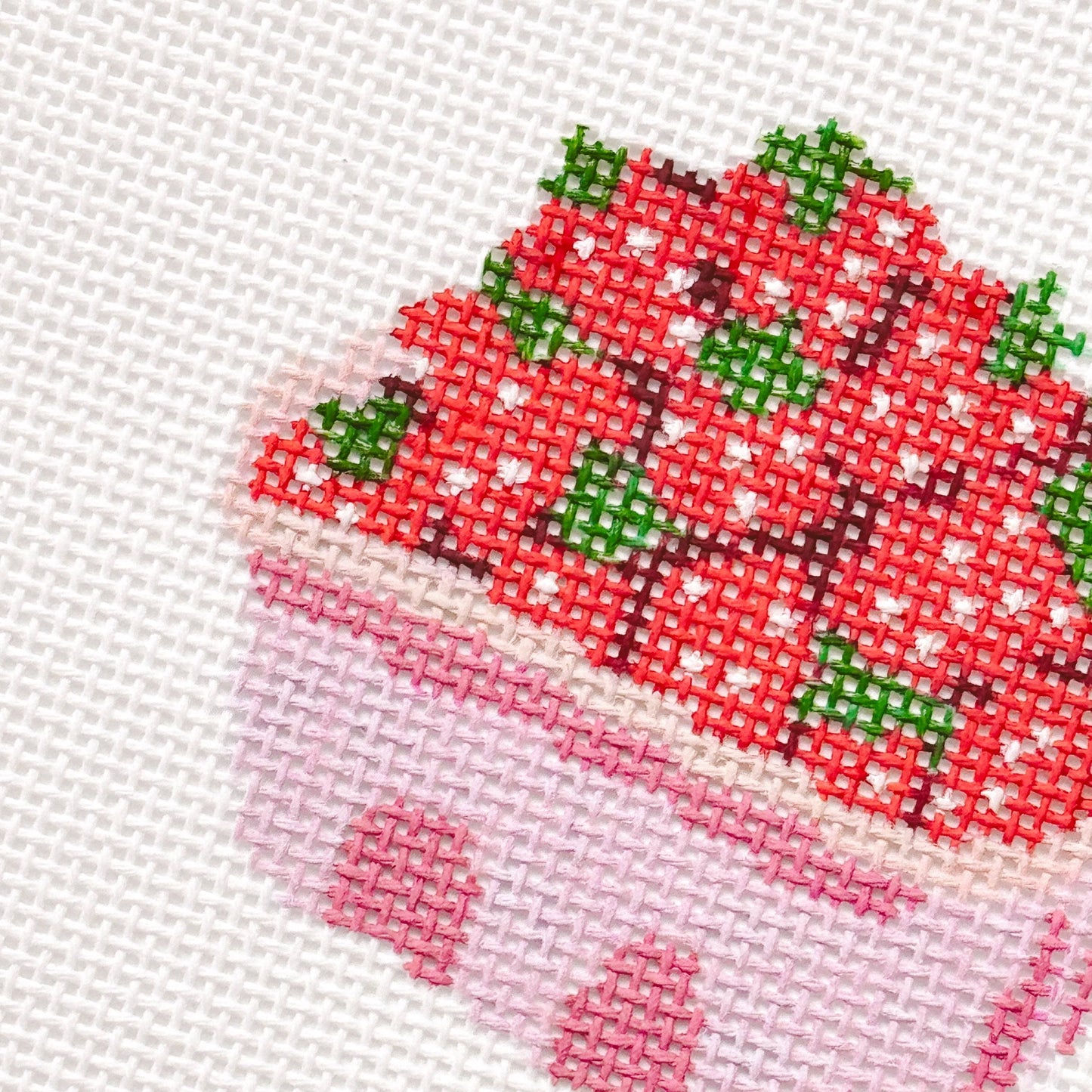 Summer Strawberries Needlepoint Canvas - Hand Painted