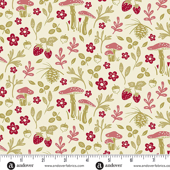 Woodsy Path in Warm White - A Woodsy Cottage by Andover Fabrics