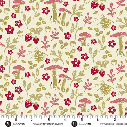 Woodsy Path in Warm White - A Woodsy Cottage by Andover Fabrics
