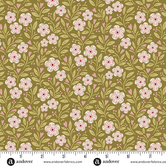 Cottage Garden in Olive Green - A Woodsy Cottage by Andover Fabrics