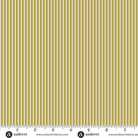 Woodsy Cottage Stripe in Light Olive- A Woodsy Cottage by Andover Fabrics
