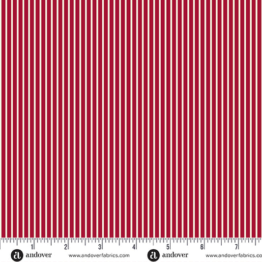 Woodsy Cottage Stripe in Dark Cherry- A Woodsy Cottage by Andover Fabrics