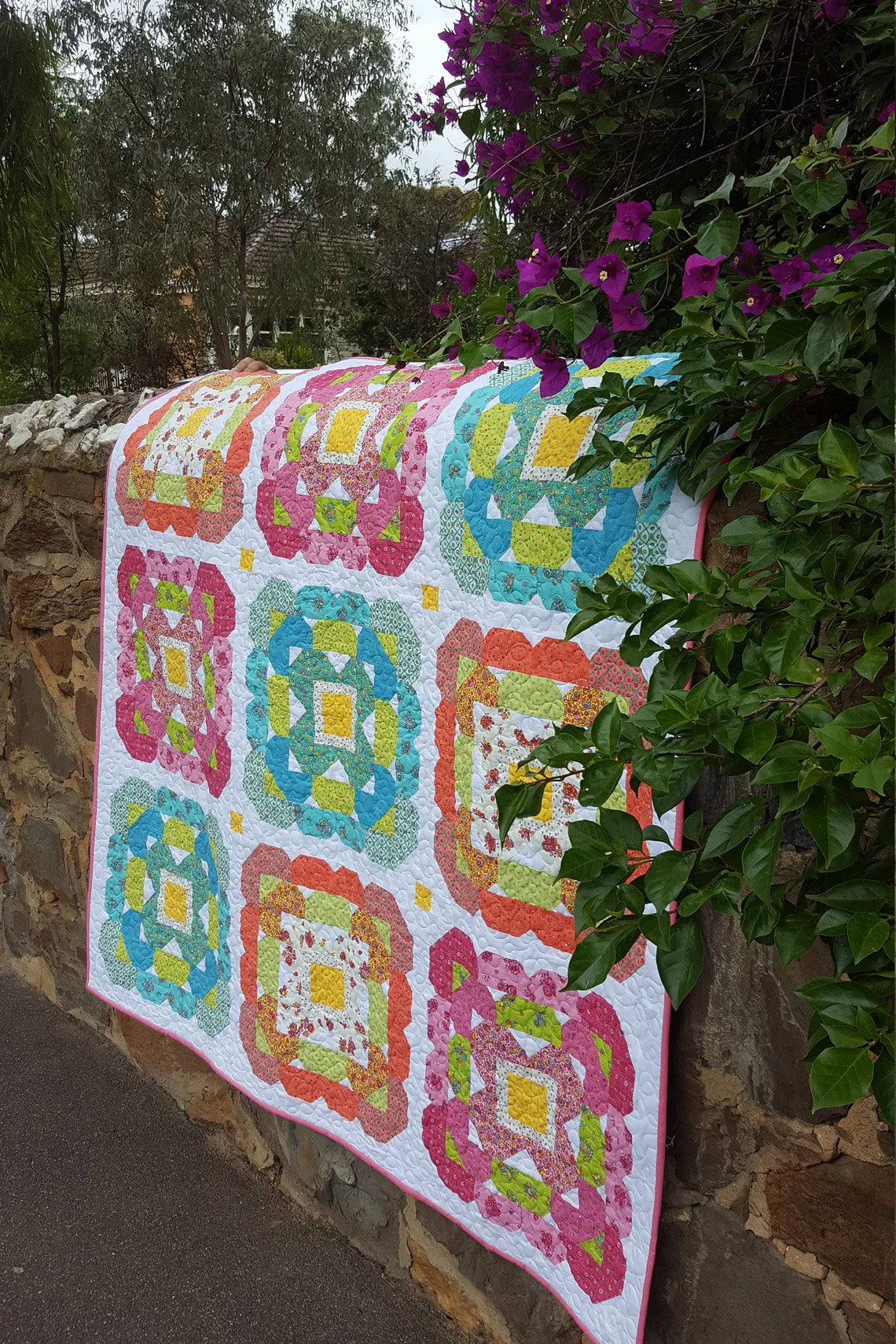 Blossom Love - PDF Pattern - NEW Machine Pieced Quilt pattern from Lilabelle Lane Creations - Nice Big 18" blocks