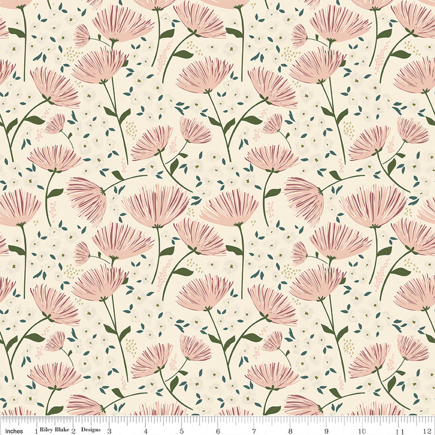 Main Floral in Cream - Blush 'n Butterscotch by Riley Blake Fabrics