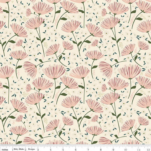 Main Floral in Cream - Blush 'n Butterscotch by Riley Blake Fabrics