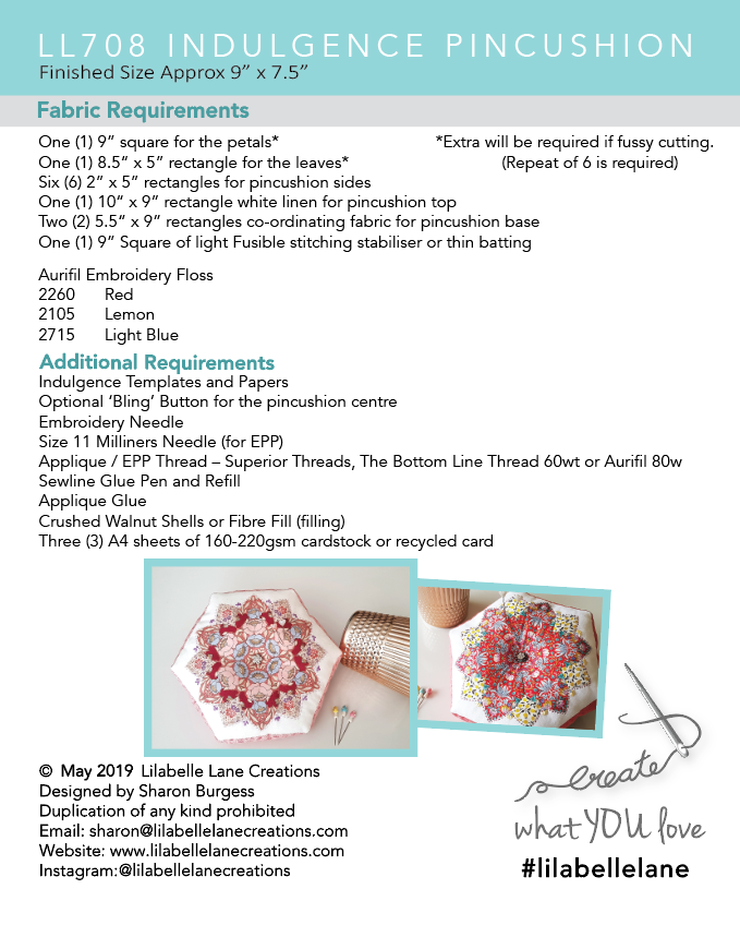 Indulgence Pincushion (with Templates and papers)  by Lilabelle Lane Creations