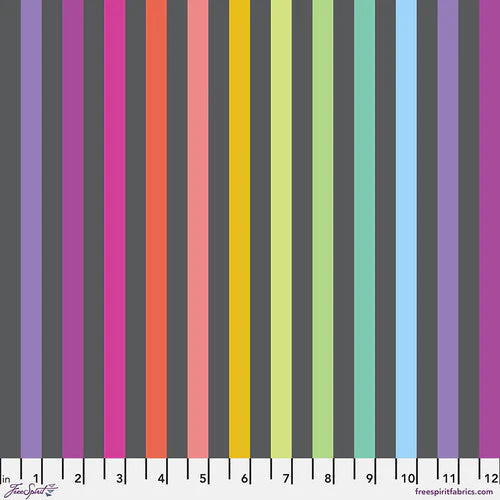 Tula Pink Graywork True Colours Disco Stripe - Carbon