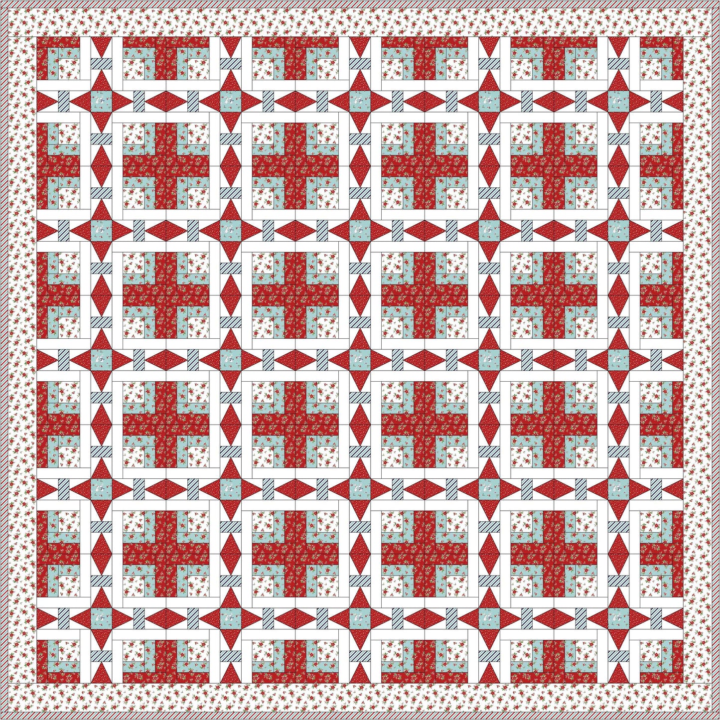 Peppermint Crossing Quilt Pattern - PDF by Lilabelle Lane Creations