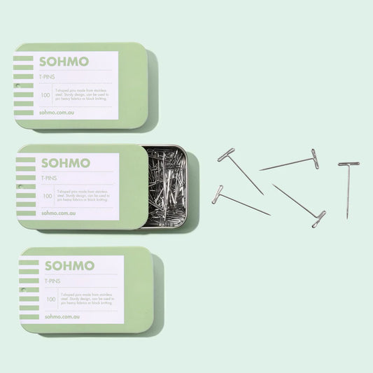 SOHMO -  T Pins _ Pack of 100 Pins in a cute tin
