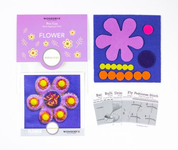 Sue Spargo Pre-cut Wool Appliqué Kit -FLOWER Colourway 2