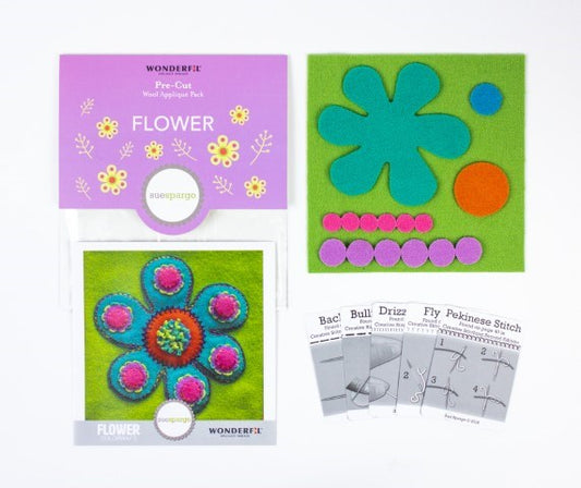 Sue Spargo Pre-cut Wool Appliqué Kit -FLOWER Colourway 3