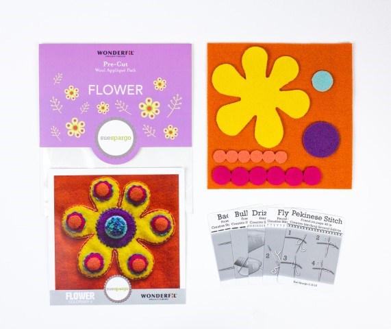 Sue Spargo Pre-cut Wool Appliqué Kit -FLOWER Colourway 4