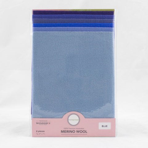 Sue Spargo Merino Wool - Fabric Pack BLUE - Fat 1/32 (9" X 7")