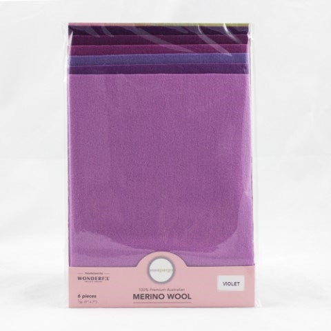 Sue Spargo Merino Wool - Fabric Pack VIOLET - Fat 1/32 (9" x 7")