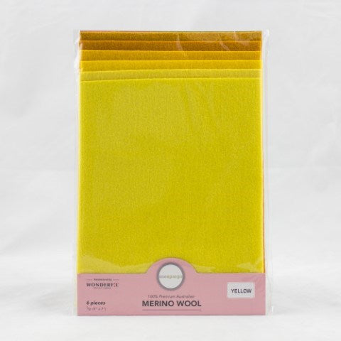 Sue Spargo Merino Wool - Fabric Pack Yellow - Fat 1/32 (9" x 7")