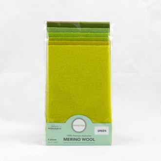 Sue Spargo Merino Wool - Fabric Pack GREEN