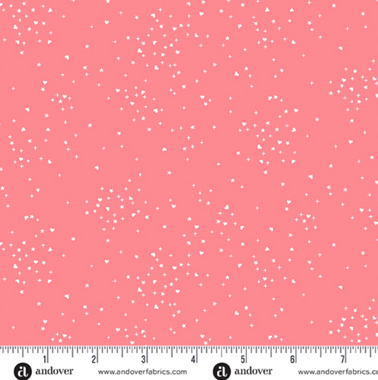 Pink - Heart Stars  by Andover Fabrics