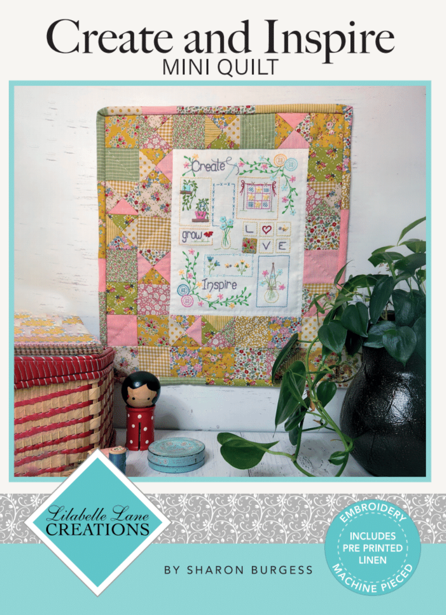 Create and Inspire Mini Quilt KIT with Pre-printed Linen  by Lilabelle Lane Creations