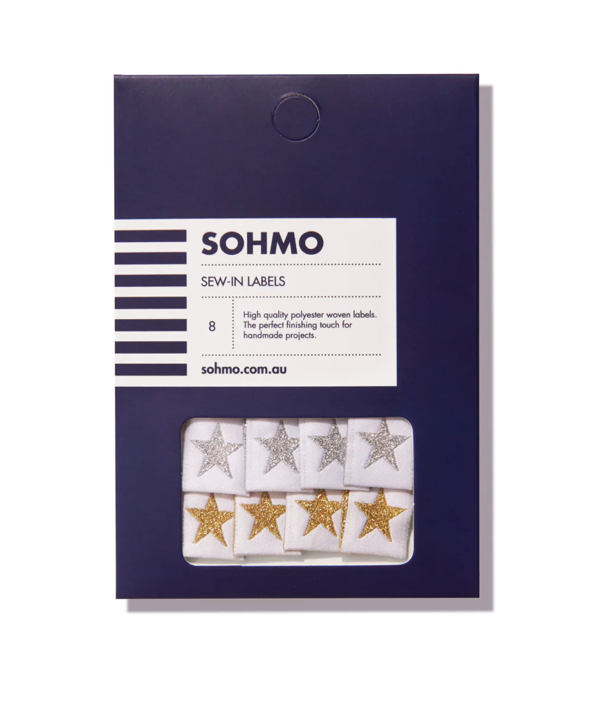 SOHMO -  Sew In Labels - Metallic Stars