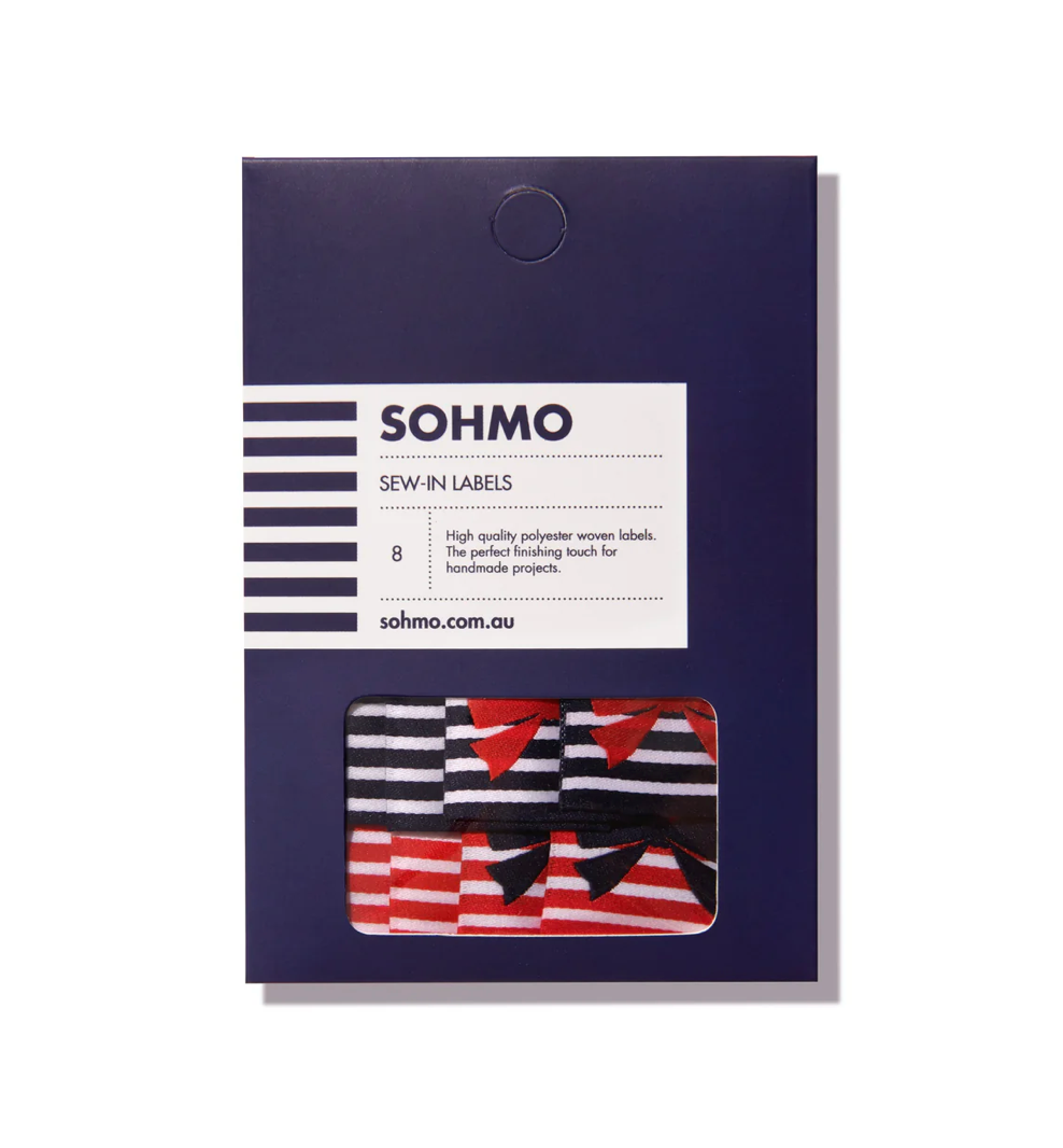 SOHMO -  Sew In Labels - Stripe Bows