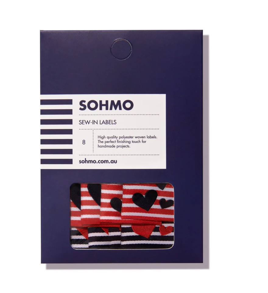 SOHMO -  Sew In Labels - Stripe Hearts