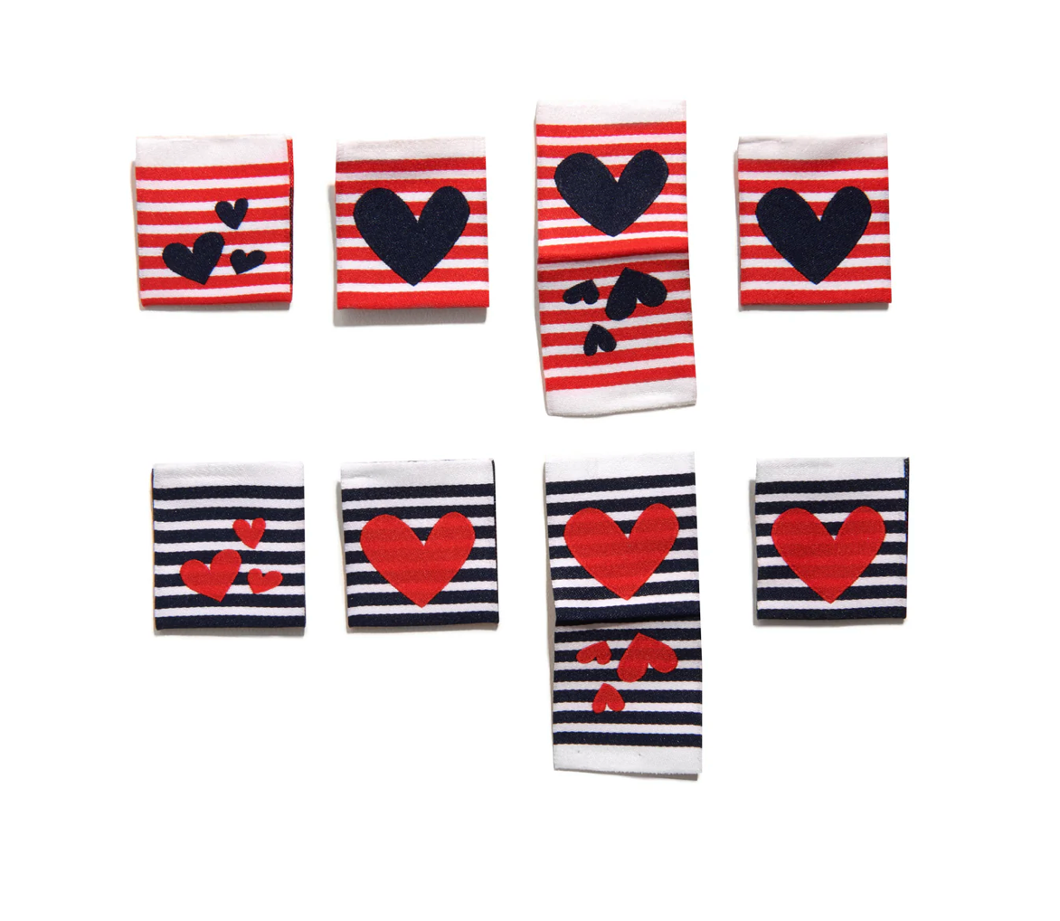 SOHMO -  Sew In Labels - Stripe Hearts