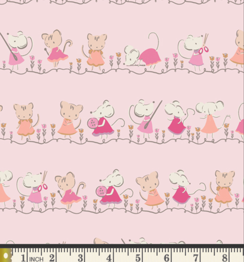 Minikin Friends in Blush from Tails & Threads by Patty Basem for Art Gallery Fabrics