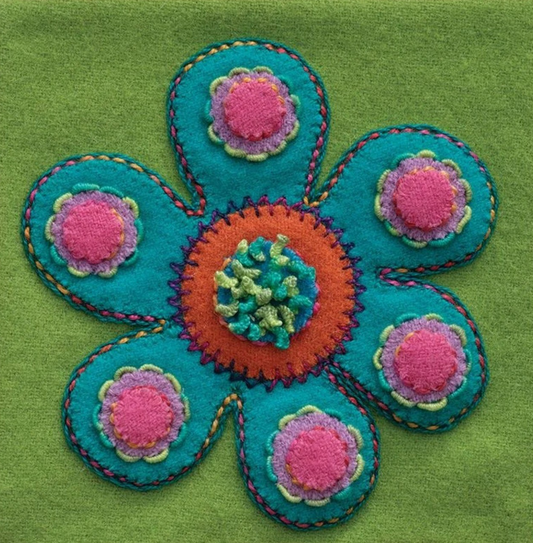 Sue Spargo Pre-cut Wool Appliqué Kit -FLOWER Colourway 3
