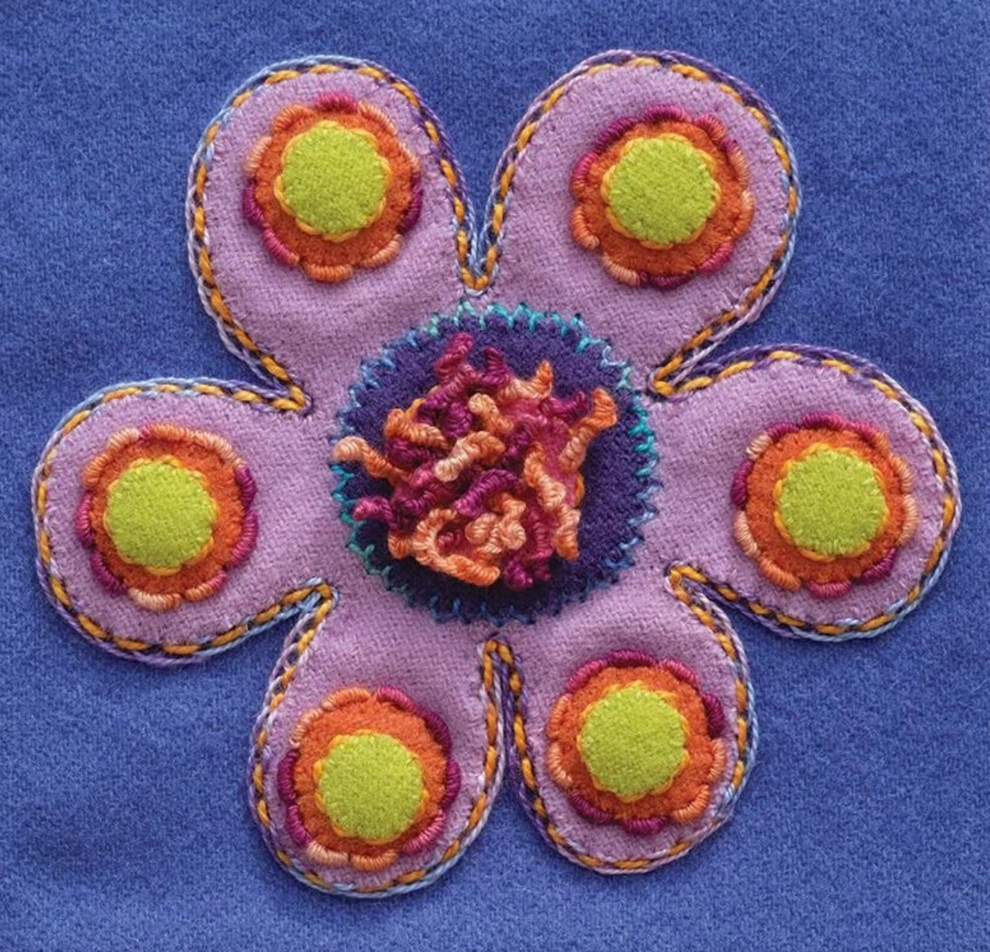 Sue Spargo Pre-cut Wool Appliqué Kit -FLOWER Colourway 2