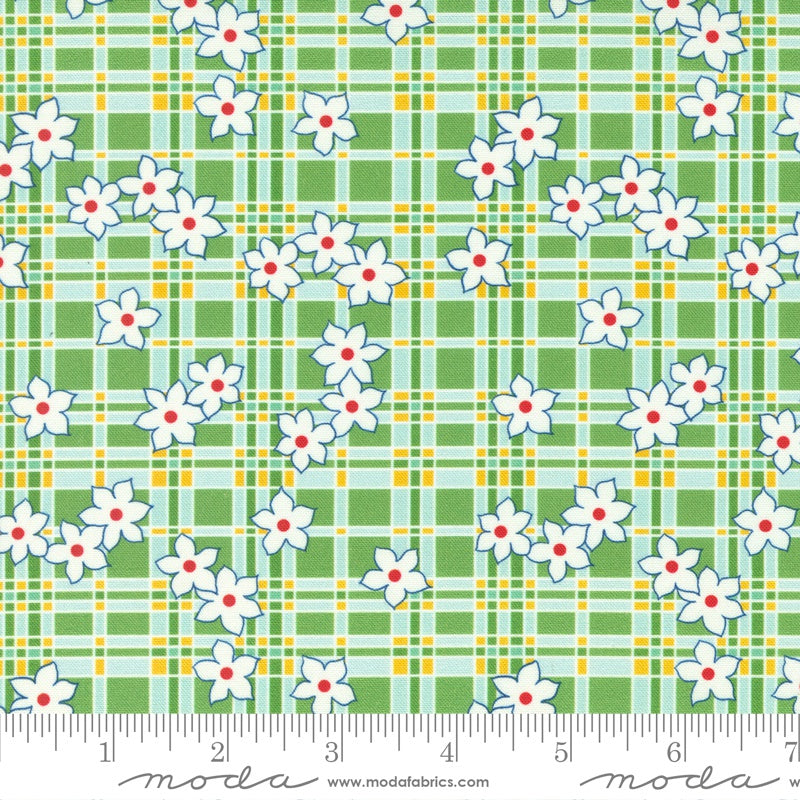 Sweet Melodies - Plaid Daisy Floral in Green by Moda Fabrics