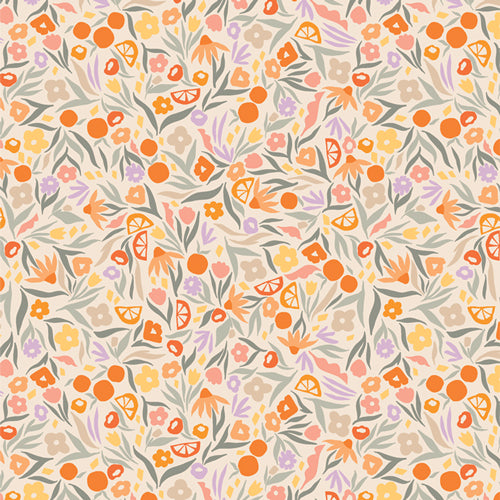 Floral Zest  Tangerine by Art Gallery Fabrics