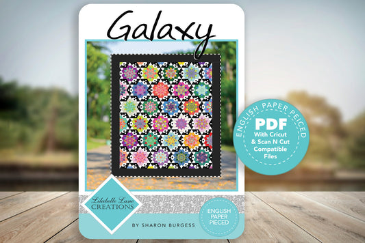 Galaxy Quilt by Lilabelle Lane Creations -English Paper Piecing PDF Pattern with SVG Download for Brother Scan N Cut or Cricut Machines