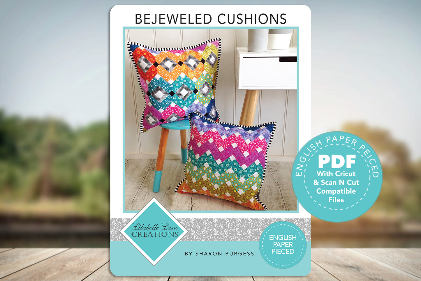 Bejeweld Cushion EPP Pattern by Lilabelle Lane Creations PDF Download with SVG Download for Brother Scan N Cut or Cricut Machines