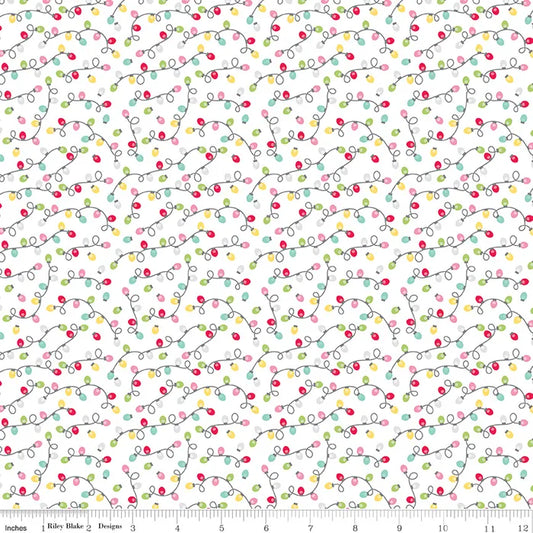 Gingerbread Kisses - Lights on White- by Doodlebug Designs for Riley Blake
