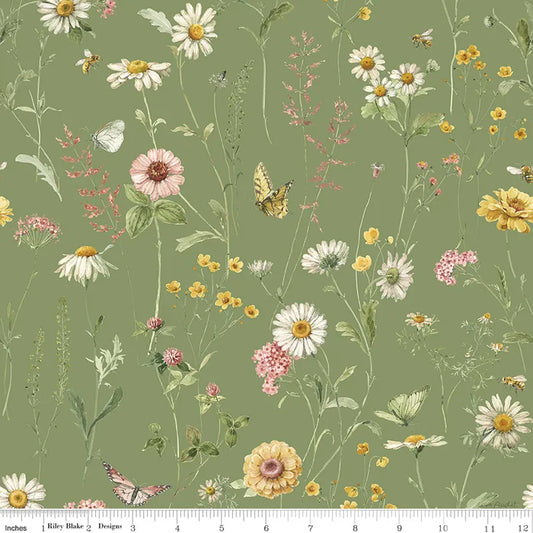 Wildflowers in Green - Love Me More by Riley Blake Fabrics
