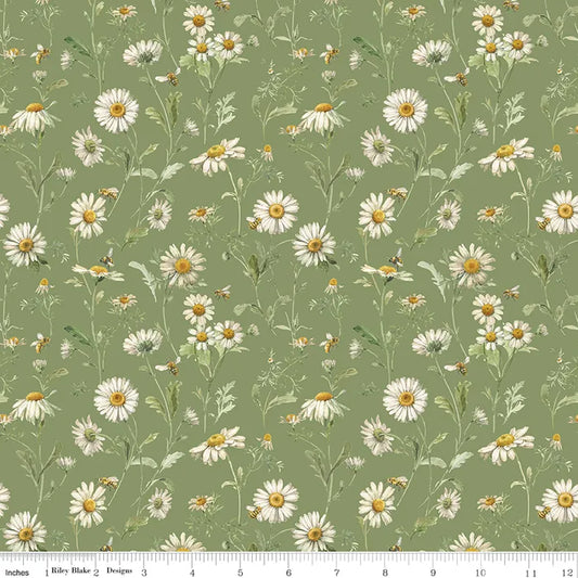 Daisies in Green - Love Me More by Riley Blake Fabrics