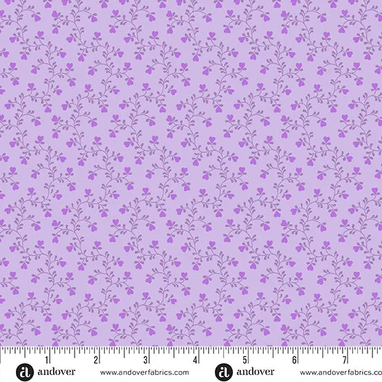 Pansy Heart Vine - Purple -  Plain and Simple by Andover Fabrics