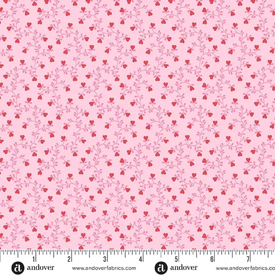 Heart Vine - Pink -  Plain and Simple by Andover Fabrics