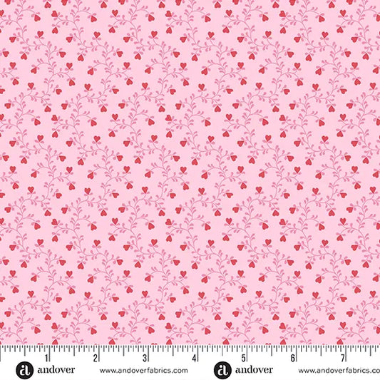 Heart Vine - Pink -  Plain and Simple by Andover Fabrics