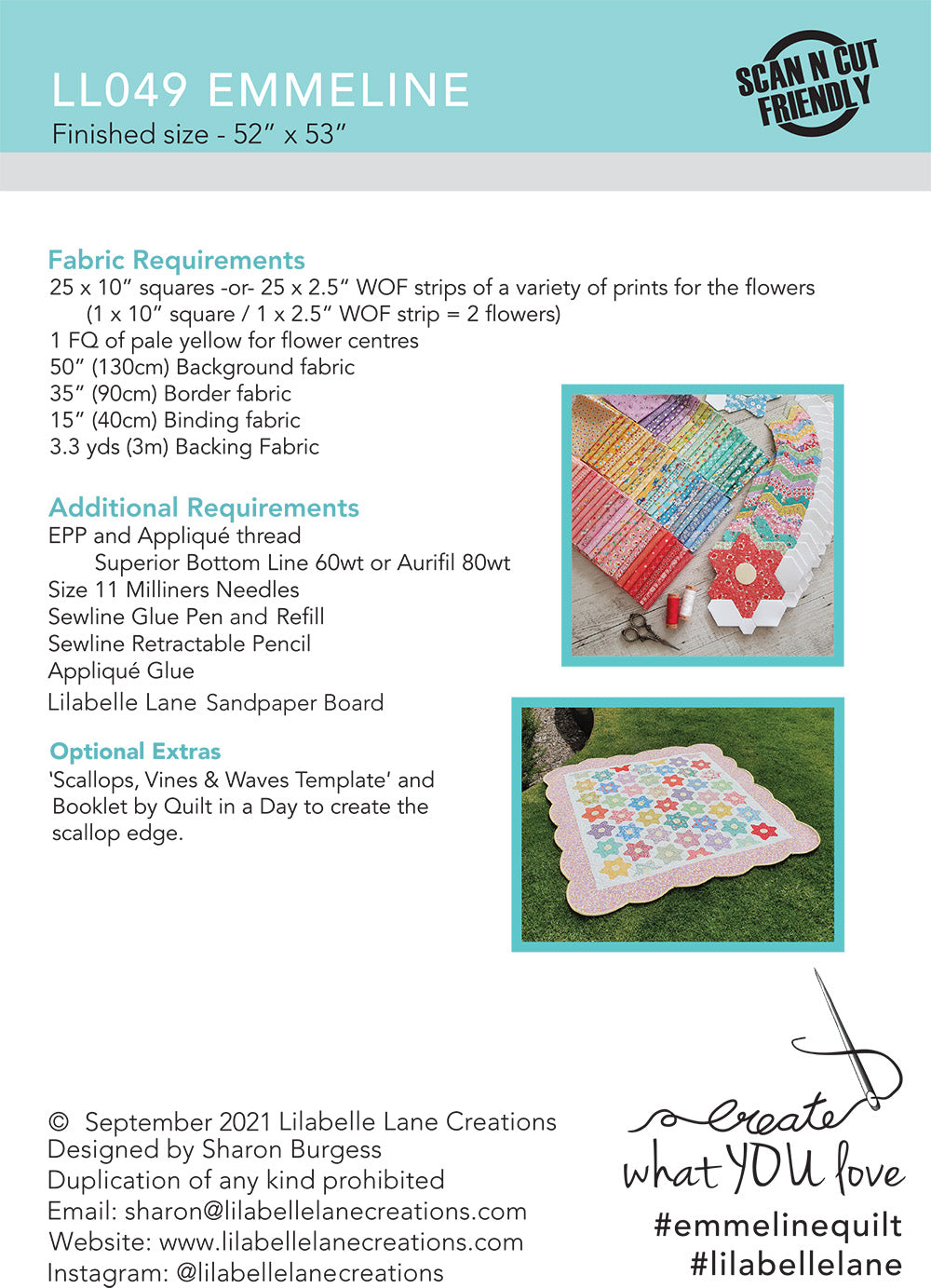 Emmeline Quilt by Lilabelle Lane Creations -English Paper Piecing PDF Pattern + SVG Download for Brother Scan N Cut or Cricut Machines