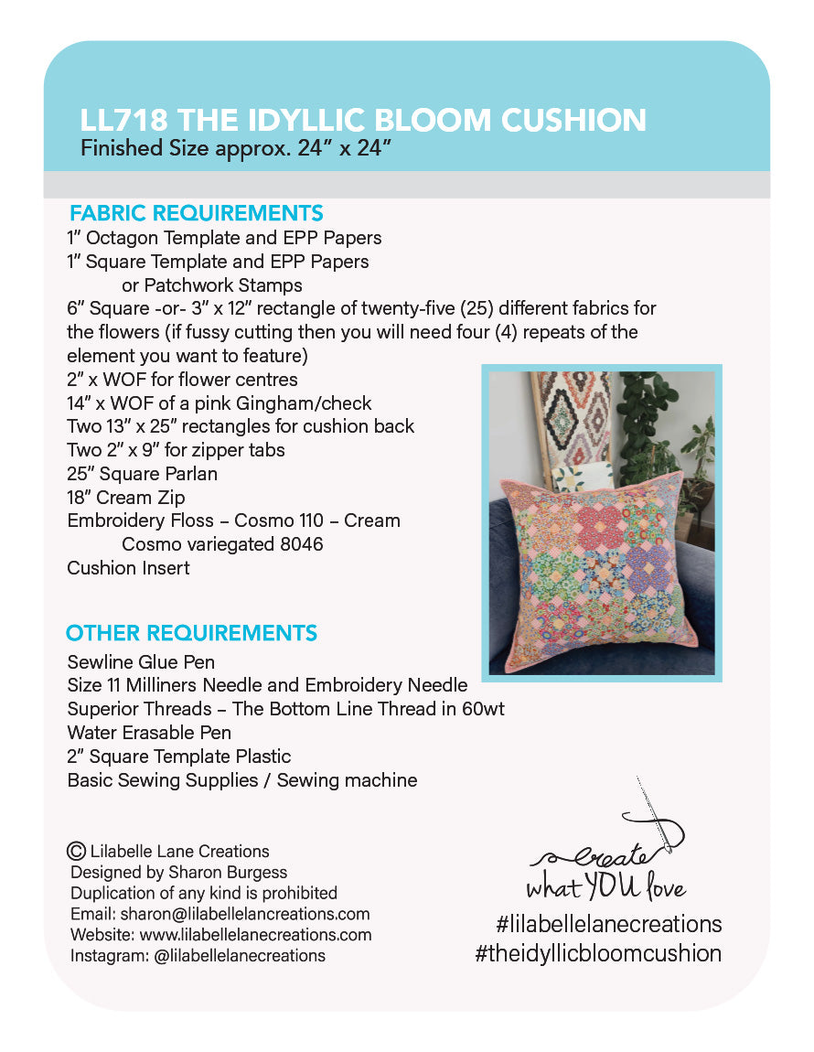 Idyllic Bloom Cushion by Lilabelle Lane Creations Downloadable PDF with SVG Files