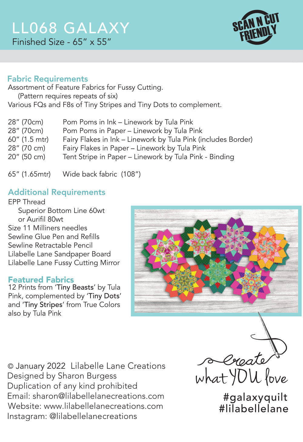 Galaxy Quilt by Lilabelle Lane Creations -English Paper Piecing PDF Pattern with SVG Download for Brother Scan N Cut or Cricut Machines