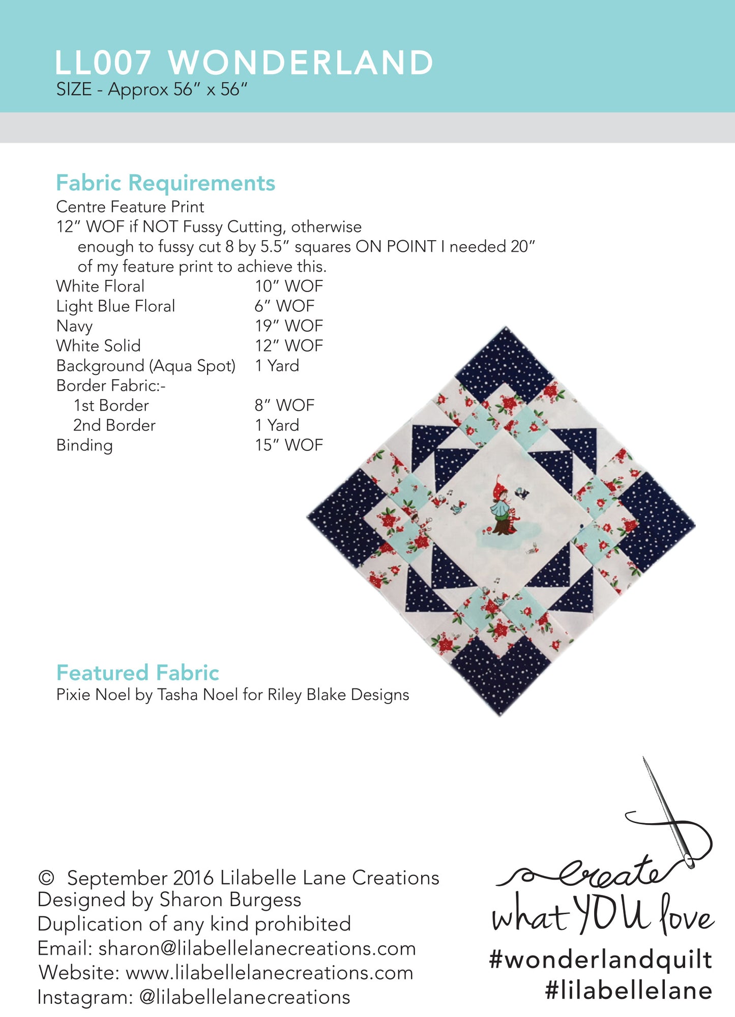 Wonderland Quilt PDF Pattern by Lilabelle Lane Creations